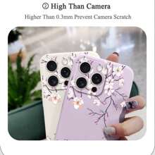 Funda de teléfono de silicona líquida con patrón de flores de cerezo, resistente a golpes y caídas, de moda y elegante