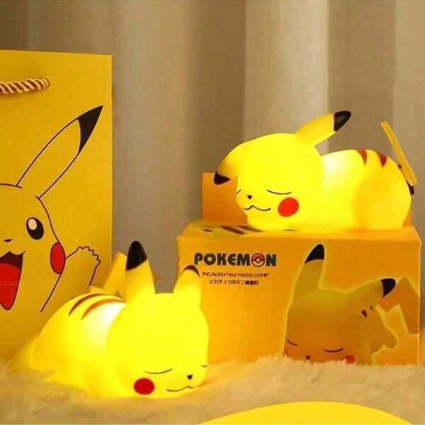 pokemon Veilleuse Pokémon Pikachu Décorative Lumineuse, Lampe de Chevet Pokémon Pikachu Mignonne - Cadeau d'Anniversaire ou de Noël