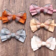 Creative Butterfly Bow Tie Men Necktie Solid Color Adjustable Soft Textured Bowknot Bridegroom Groomsman Cravat