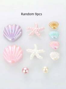 9 szt. Klamra do butów jaskiniowych, ręcznie robiony kwiatek do butów z rozgwiazdy, twardy plastik, odpinany, ładny (losowe 9 szt.)