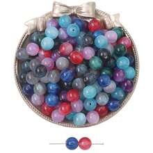 新款50-100颗魔力星空细闪树脂珠8-10mm圆形石珠水晶散珠光滑间隔珠手链串珠饰品制作DIY友谊手链项链耳环工艺品 - 彩色 - 查看 3