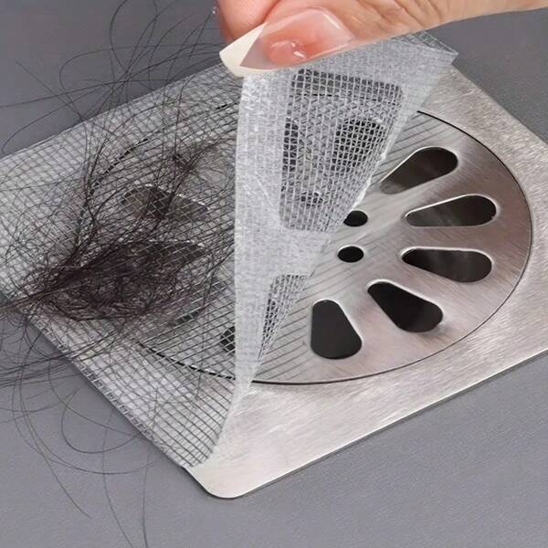 10 Disposable Shower Drain Hair Catcher Stickers - Easy-To-Use Plastic Mesh Filter Cover, Suitable For Bathrooms And Bathtubs, Effectively Preventing Hair And Debris From Sinks And Floor Drains
