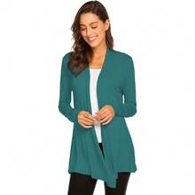 Newchoice Womens Casual Lightweight Long Sleeve Cardigan Soft Drape Open Front Fall Dusters (S-3XL) - Teal Blue - View 2