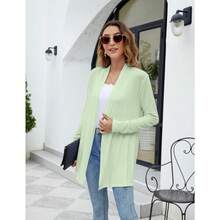 Newchoice Womens Casual Lightweight Long Sleeve Cardigan Soft Drape Open Front Fall Dusters (S-3XL) - Faded Sage - 查看 6