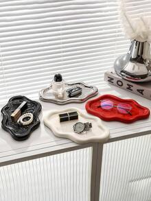 1 pieza Bandeja de joyería creativa irregular, material de resina, regalo de fiesta, bendición de cumpleaños, suministros para fiestas, regalo para novio o novia, bandeja de joyería, decoración del hogar, adorno colgante, bandeja decorativa, bandejas decorativas (sin contacto con alimentos), bandeja de mármol blanco, bandeja de mármol para el hogar, bandeja de mármol redonda, bandeja redonda, bandeja de accesorios, bandeja de decoración del hogar, bandeja para novio/novia - Multicolor - Ver 5