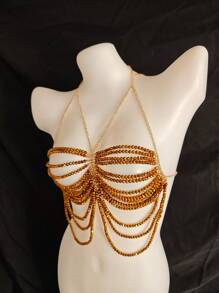 Sexy, modische Körperkette, hochwertige Brustkette mit Diamantbesatz, Top-Kette, Hochzeitskleid, Nachtclub-Partyschmuck
