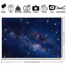 1 pièce, Fond en tissu de ciel étoilé de nuit, fond d'anniversaire de galaxie et d'espace, décoration et peinture de fête thématique d'astronaute et d'espace, bannière d'anniversaire pour homme, toile de fond de photomaton, peinture murale, nappe, rideau