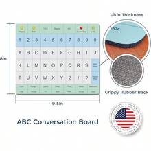 Tablero de comunicación para adultos - Antideslizante, portátil, tabla de letras para pacientes no verbales, recuperación de accidente cerebrovascular, ayudas visuales efectivas para pacientes no verbales, escala de dolor, QWERTY o ABC (ABC) - Multicolor - Ver 4