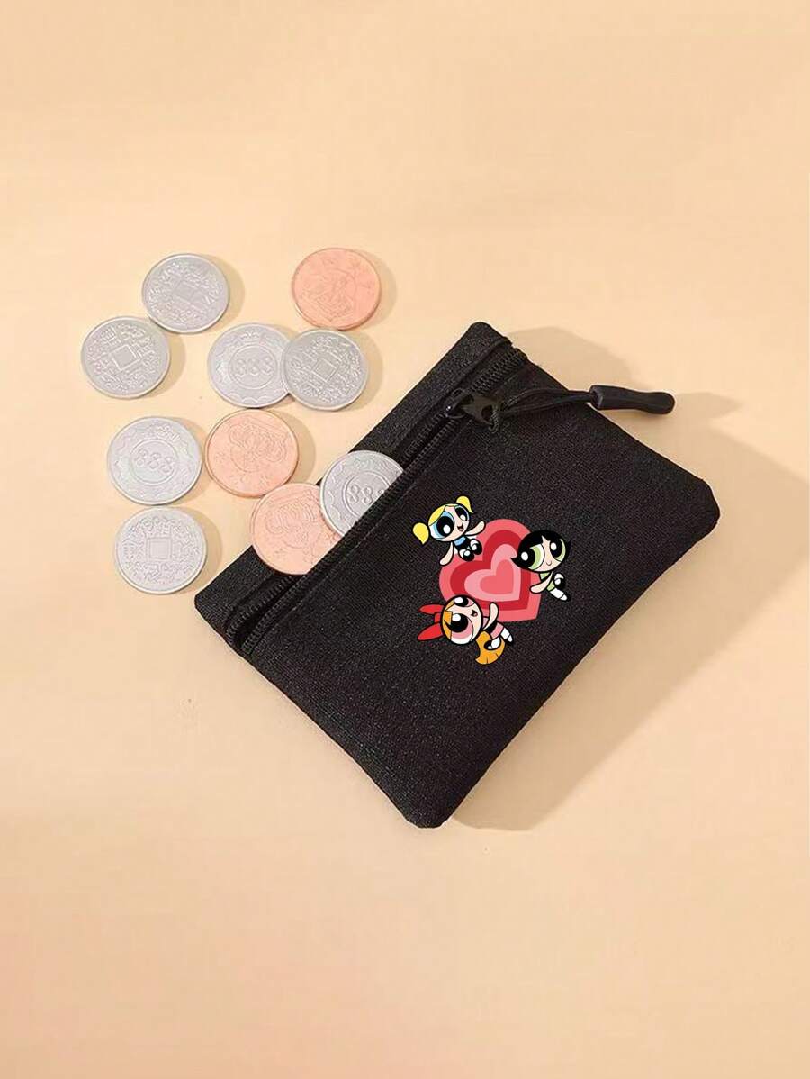 THE POWERPUFF GIRLS Versatile Mini Policewoman Pattern Coin Purse Unisex Simple Contrast Color Zipper Coin Pouch Card Holder For Women Wallet Mini Wallet Purse Wallet Travel Wallet Coin Wallet School Supplies
