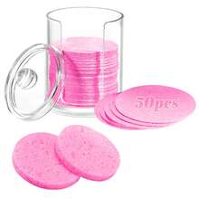 100%天然纤维素纤维心形洁面海绵，可重复使用，适用于面部清洁和去角质。 - 粉色 - 查看 20