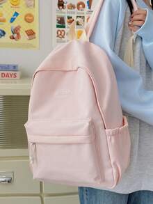 Mochila a cuadros fresca y sencilla para chica, mochila para estudiantes universitarias, estudiantes de secundaria y preparatoria, mochila para el campus, esencial para el inicio de clases, adecuada para uso escolar, mochila para adolescentes, útiles escolares, gran capacidad, ligera, portátil, plegable, estilo casual clásico, adecuada para adolescentes, mujeres estudiantes universitarias, principiantes y trabajadores de oficina, perfecta para volver a la escuela, primer día de clases, secundaria, preparatoria, exteriores, viajes, salidas, compras, vacaciones, conciertos - Rosa - Ver 1