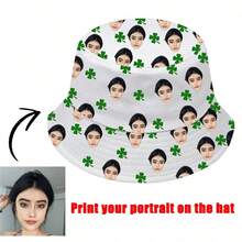 1pc Customizable Handmade Bucket Hat With Personalized Portrait/Photo Print - Multicolor - View 7