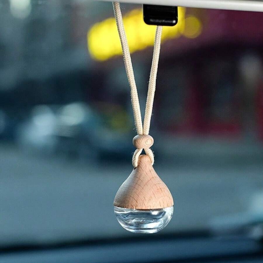 1pc Car Air Freshener Fragrance Bottle - Reusable Water Drop Design Hanging Car Diffuser Bottle For Aromatherapy And Home Decoration - 杏色 - 查看 1
