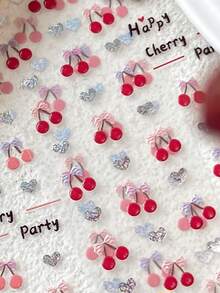 ورقة واحدة من ملصقات الأظافر المثيرة للإعجاب ذات تصميم الكرز ، لاصقة ذاتيًا ، كرز حلو ، عقدة وتصاميم منقوشة للمناسبات ، يمكن التخلص منها ، ديكور أظافر DIY للنساء والفتيات ، مناسب لأظافر الحفلات