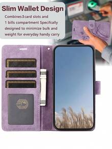 PU皮革基础款防摔手机壳，带信用卡槽，翻盖钱包式手机壳