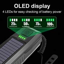 Novo Farol de Bicicleta LED, Farol de Bicicleta Recarregável por Energia Solar, 3 Modos - Regulável, Buzina Alta, Lanterna de Emergência em Material ABS, Iluminação de Segurança Noturna para Ciclismo, Conjunto de Farol Dianteiro e Lanterna Traseira de Bicicleta Recarregável por USB de Alta Capacidade de Bateria