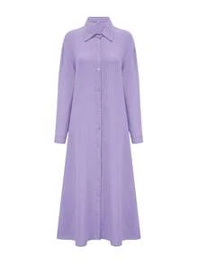 Casual Solid Color Shirt Dress - Purple - View 3