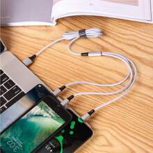 Nylon Braided 3-In-1 USB A To Type-C/Micro USB/Lightning Cable, Multi-Functional Fast Charging Data Sync Cord Compatible With IPhone////IPad Etc. Compatible With IPhone, Android, Camera, MP3 Universal Adapter, Charger