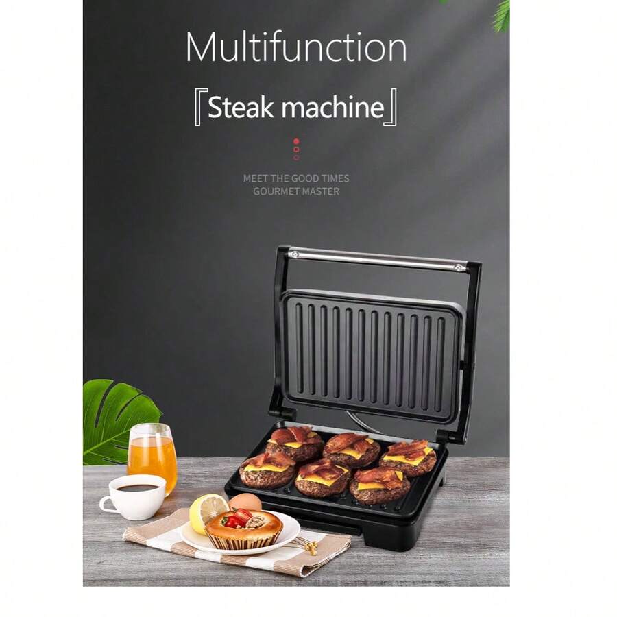 SOKANY Máquina de desayuno 3 en 1, potencia de 750W, expandible, cocción por ambos lados, calentamiento uniforme, revestimiento cerámico, mango resistente al calor, color plateado, ideal para el desayuno y la parrilla en el hogar - Tipo de Enchufe A USA (110-127V) - Ver 1