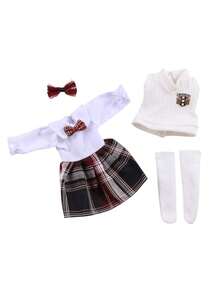 1pc 30cm Doll Outfit Six-Piece OB11 Y2K Style Fashion Set, School Uniform Clothing (Clothes Only). Good Meaning. (Note: Some Small Accessories On The Clothes May Be Randomly Included, But The Style Will Be The Same.) - Multicolor - View 19