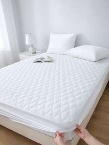 1 件防水床垫保护套，超柔软绗缝床垫套，透气无噪音，可机洗，适用于卧室、酒店、客房、宿舍（无枕套） - 白色 - 查看 5