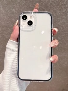Minimalist Black Trim Transparent Phone Case, Compatible With IPhone16promax/16/16pro/16plus/15/15promax/15pro/11/12/13/14promax/11promax/12pro/12promax/13pro/13promax/7plus/14pro/14promax/16E Soft - Black-thick - View 7