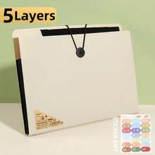 Carpeta de archivos A4, bolsa de almacenamiento de 5/8/13 capas, organizador de escritorio para pruebas, papelería escolar, suministros de oficina - blanco-5 capas - Ver 10