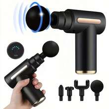 Portable Mini Fascia Gun, Rechargeable, With 4 Interchangeable Massage Heads, A Home-Use Electric Massage Gun For Muscle Fascia. - Red - View 8