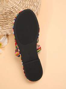 Women's Woven Strap Floral Thong Sandals, Fashionable Vacation Style, Suitable For Outdoor, Beach, Holiday