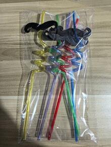 Set de 5 pajitas de plástico reutilizables con forma de PETG para el Día del Padre, pajitas de PVC creativas y enrollables, adecuadas para Hawai, el hogar, té de burbujas, al aire libre, fiestas y otras ocasiones de comida - Multicolor - Ver 10