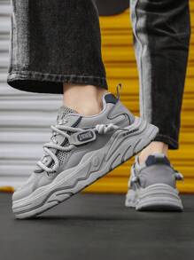 Zapatillas casuales de verano para hombres, diseño especial, de suela gruesa, transpirables, versátiles, con diseño atlético y deportivo, suela gruesa, aumentan la altura, duraderas, livianas, estilo retro robusto, para gimnasio