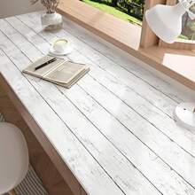 1 卷复古木纹壁纸白色木条自粘可移除乙烯基接触纸厨房橱柜后挡板台面家具翻新卧室背景墙家居装饰墙贴 DIY 易于安装撕下壁纸 45CMX500/300/100CM - 白色 - 查看 8