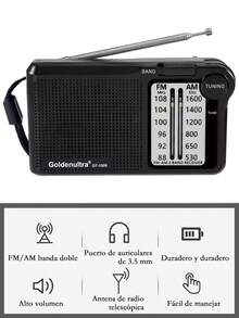 Radio a Pilas Portátil Am Fm Con Bocina Altavoz, Gran Recepción, Conector Para Auriculares, Radio Portátil de Transistores Para Caminar y Acampar - Negro - Ver 7