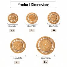 1pc Woven Rattan Coaster, Heat Insulation Mat, Tableware Mat, Heat-Resistant Trivet, Convenient Pot Holder, Wooden Dining Mat, Practical Placemat, Home Pot Pad, Heat-Resistant Pad, Bowl Stand Mat, Suitable For Living Room, Kitchen, Home Decor - Khaki - View 3