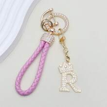 1pc Premium Braided Leather Keychain With Shiny Gold 26 Letter Charms Pendant - , Fashionable And Multifunctional Women Keychain - Various Colors, Perfect Accessory For Car Owners, Stylish Gift Idea - Multicolor - View 28