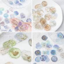 Hot Stamping Candy, Lacquer Seal Sticker, Asymmetrical Three-Dimensional Drip Glue, Hand Account Decoration Sticker, Envelope Sealing Lacquer Sticker School Supplies,Back To School - Multicolor - View 9