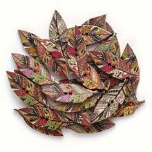 30pcs Mixed Colors Leaves/Feather Buttons Painting Wooden Buttons DIY Wooden Buttons For Crafts Decorative Buttons Buttons For Clothing Sewing Scrapbooking Accessories.(Size: 1.5cm*4.2cm/0.59inch*1.65inch)