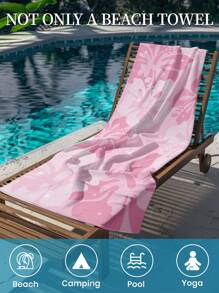 1pc Printed Beach Towel, Flower Pattern, Swim Towel, Bath Towel, Fashion Style Beach Towel, Super Absorbent Bath Towel For Bathroom, Swimming, Fitness, Yoga, Soft And Comfortable Microfiber Towel, Lightweight And Portable, Wind And Sun Protection, Sandproof For Summer Travel, Vacation Holiday Bathroom Decor, Recommend Regular Sizes And Larger Sizes, (35*75cm Small Size Face Towel,150cm Or Above Recommended)