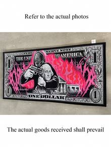 1 件带有幽默枪支和美元图案的门垫/地毯 - 防滑、可机洗、适用于厨房、洗衣房、卧室、浴室 - 高端水晶天鹅绒美元图案地毯，防滑、可洗、涤纶地毯/门垫，适用于客厅、卧室、厨房和走廊 - 机织室内地毯，提供增强的舒适性和耐用性，适用于家庭和办公室装饰，时尚家居装饰