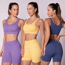 SELENE Bermuda Shorts Seamless Selene Ribbed Sport Women's Gym Fitness Basic Original - 紫色 - 查看 2