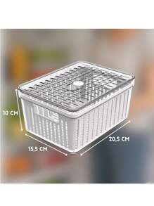 Organizador De Geladeira Acrílico Com Tampa E Cesto 2,3L