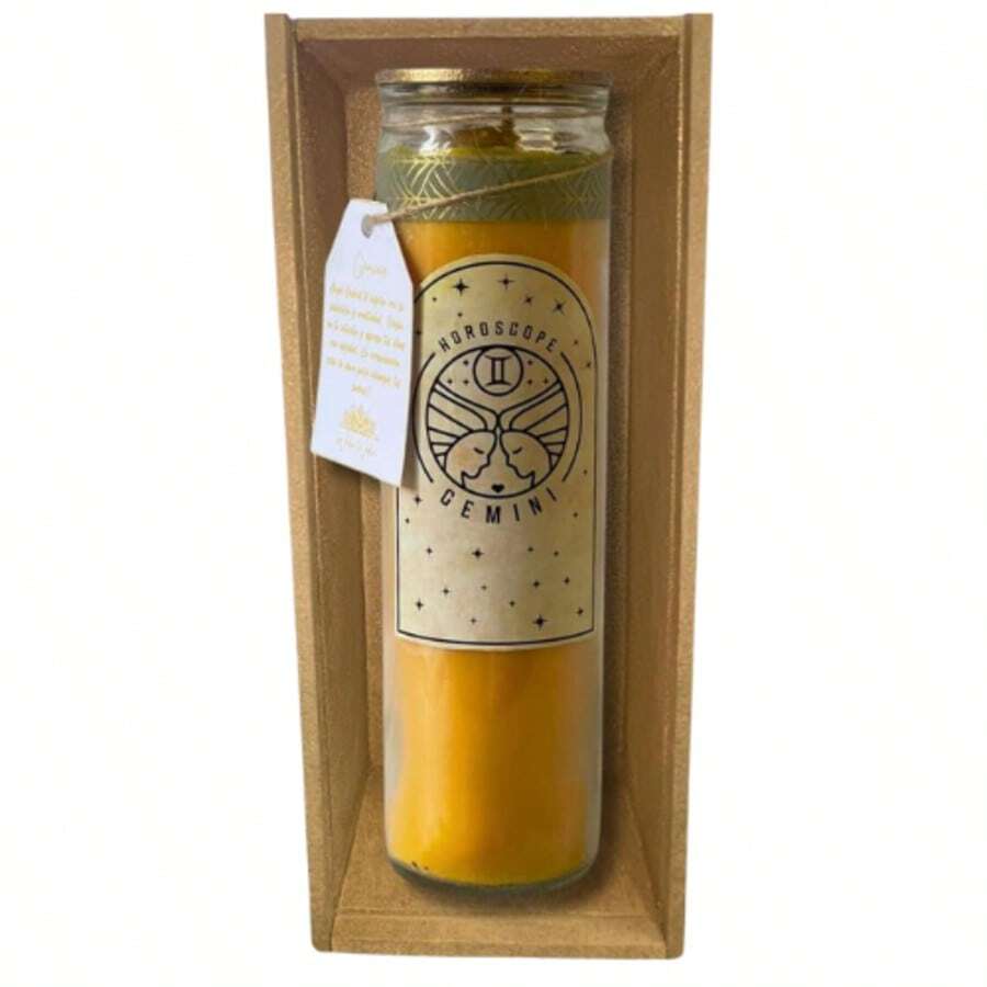 Vela Zodiacal con Cuarzos y Aromaterapia – Armoniza tu Signo con Energía Divina - GEMINIS - Ver 1