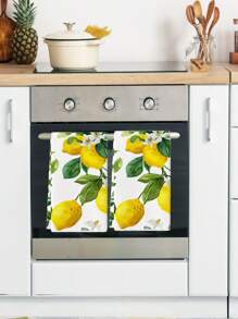 2 paños para platos, toallas de platos de microfibra con tema de limón, paños de cocina súper absorbentes y suaves de secado rápido, para hornear, cocinar y limpiar, para el hogar, la cocina y el restaurante, suministros de cocina