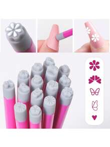1-30 pièces Ensemble de stylos de tamponnage pour nail art, outils de tamponnage pour ongles en silicone, stylos de transfert d'impression de motifs de papillons et de fleurs pour nail art, kit de conception de tampons à ongles pour l'été, l'école