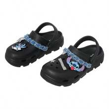 Miniso Lilo & Stitch Series Clog Slippers Boys Girls Casual Beach Non-Slip Breathable Sandals Fashion Beach Shoes Birthday Surprise Gift - Black - View 4