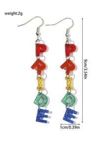 1 par de brincos de acrílico com letras do orgulho em cores arco-íris para mulheres e meninas, amantes LGBT, para festa do mês do orgulho, acessórios de joias