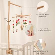 Soporte de campana de cama cuadrado de madera, accesorio de cuna para bebé, estante colgante multifuncional para juguetes de bebé, base giratoria de fácil instalación para atraer la atención del bebé