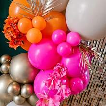 24pcs 10inch Light Pink & Orange Metallic Gold Balloons, Suitable For Summer Tropical Theme Party, Graduation, Back To School, Wedding, Engagement, Birthday, Bridal Shower, Balloon Decor, Photo Props - Orange - View 4
