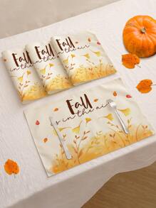 1 buc/4 buc/6 buc/60 buc covorașe izolate cu veveriță, dovleac, frunze de arțar, covorașe din in Hello Autumn, covorașe ușor de curățat, potrivite pentru casă, restaurant, decor pentru masă, rechizite pentru casă