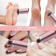 6-Speed Adjustable Peeling Callus Removal Polishing Manicure 2-In-1 Electric Foot Callus Remover Heels Remove Dead Skin Pedicure Tools Wireless Foot Care File Cuticle Callus Remover Machine Feet Grinder USB Rechargeable Foot Heel Care Tool With Replacement Sandpaper